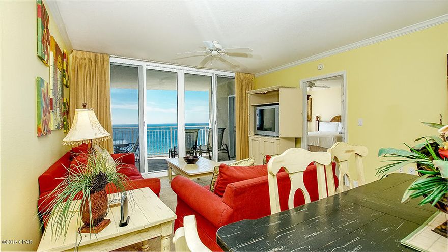 This 22th floor 2-bedroom plus bunk area condominium Is located at Emerald Beach Resort. This is one of the best 2-bedroom layouts in Panama City Beach. The glass doors go floor to ceiling and open in a way that opens the entire unit to the gulf. This condominium features 2 swimming pools (1 beachside), Starbuck's coffee shop, retail outlet, and 6 high speed elevators. Individual unit features include tile through out the living area and bathrooms, an open kitchen layout with granite countertops, breakfast bar, crown molding, a private balcony, and covered parking.