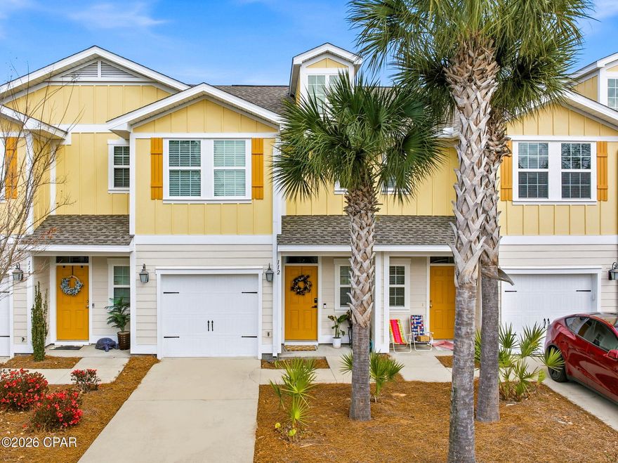 Beautiful 3 bedroom, 2 bath townhouse located in the Whisper Dunes community of Panama City Beach. Just one mile from the beach and only five minutes from Pier Park, this home offers both convenience and coastal living. The community features an oversized pool and pool house for residents to enjoy. Inside, the home boasts recessed lighting, luxury vinyl flooring, and a double vanity in the primary bathroom. The kitchen is equipped with stainless steel appliances and a breakfast bar, perfect for casual dining. Step outside to a private back patio and a fully fenced yard—ideal for kids, pets, or relaxing outdoors.