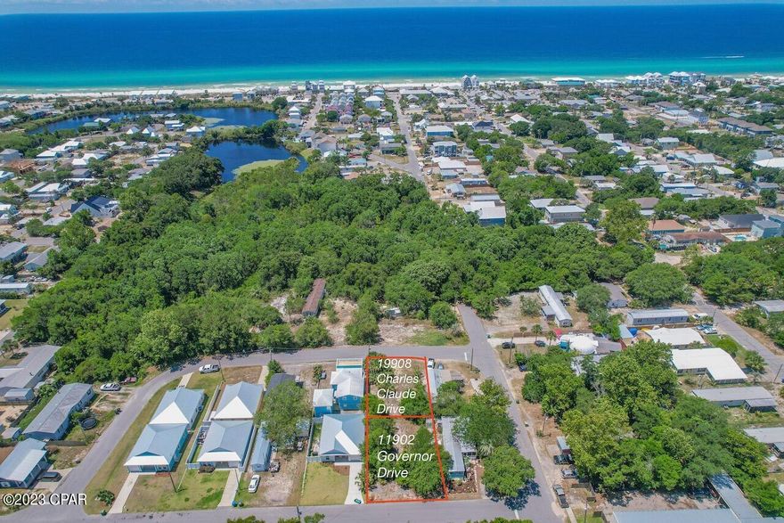 Welcome to paradise! TWO Laguna Beach lots being sold together! WOW! What an opportunity! Total lot size 50x130 (two 50x65 lots). Two separate lots,two separate parcel ID #s Two addresses being sold together This is the perfect opportunity to embrace the idyllic coastal lifestyle and envision building your dream home! This property is zoned R-2, short-term rentals are allowed! Build two homes, one large home, or two cash-flowing rental properties. These lots are located in the highly-sought-after, charming Laguna Beach community. This golf-cart community offers a laid-back, beachy vibe. This area features it's own grocery store, ''The Carousel'' (where the locals shop), Thomas Donuts - a darling ice cream & donut shop directly across from the gorgeous, Reserved Laguna Beach. This exceptional residential lot is a rare gem, nestled in a prime location on the desirable west-end of Panama City Beach with Pier Park only minutes away featuring ample restaurants, shopping & amenities, and to the west is Carillon Beach & the 30A corridor. Don't miss this incredible opportunity to own a piece of paradise. Whether you're seeking a permanent residence or a vacation getaway, this residential lot offers unlimited potential to create the coastal oasis you've always dreamed of. Seize the chance to make your dreams a reality and experience the ultimate beach lifestyle. Contact your favorite Realtor to secure your future in this breathtaking coastal haven!