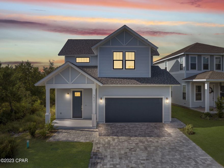 Introducing a luxurious and meticulously designed 4-bedroom, 2.5-bathroom new construction home nestled within the coveted and gated Sanctuary Beach community, located on the pristine east end of Panama City Beach. This exquisite residence boasts an array of premium upgrades and modern conveniences that redefine coastal living.

As you step inside, you'll be greeted by the timeless elegance of wood and porcelain tile floors that seamlessly flow throughout the open-concept living spaces. This home is equipped with dual A/C units, ensuring optimal comfort and efficiency, while foam insulation in the walls and roof guarantees superior temperature control and energy efficiency.

Carefully crafted with a focus on tranquility and serenity, this home features a soundproof subfloor, ensuring peace and privacy for all occupants. The well-appointed kitchen is a culinary enthusiast's dream, showcasing stainless steel appliances, including a gas range and a convenient microwave drawer, all tastefully accented by sleek quartz countertops.

In the living areas, shiplap accent walls add a touch of coastal charm, and the thoughtful inclusion of a tankless gas water heater ensures endless hot water for your family's needs. The home also offers the flexibility to convert back to electricity if desired.

This sanctuary of luxury living continues with storm impact doors and windows, providing peace of mind during inclement weather. The master suite is a true retreat, featuring a rain shower head with a body sprayer, as well as a freestanding bathtub for indulgent relaxation.
The home is wired with a media panel for seamless connectivity and entertainment options. Premium lighting and plumbing fixtures are found throughout, enhancing the overall ambiance and aesthetics of the home.

Sanctuary Beach community amenities include a refreshing community pool, perfect for soaking up the Florida sun, and a barbecue area for outdoor gatherings and celebrations.

In this exclusive enclave of Panama City Beach, where coastal elegance meets modern convenience, this 4-bedroom, 2.5-bathroom home offers a luxurious and tranquil retreat for those seeking the ultimate in coastal living. Don't miss your chance to experience the serenity and sophistication of Sanctuary Beach living at its finest.