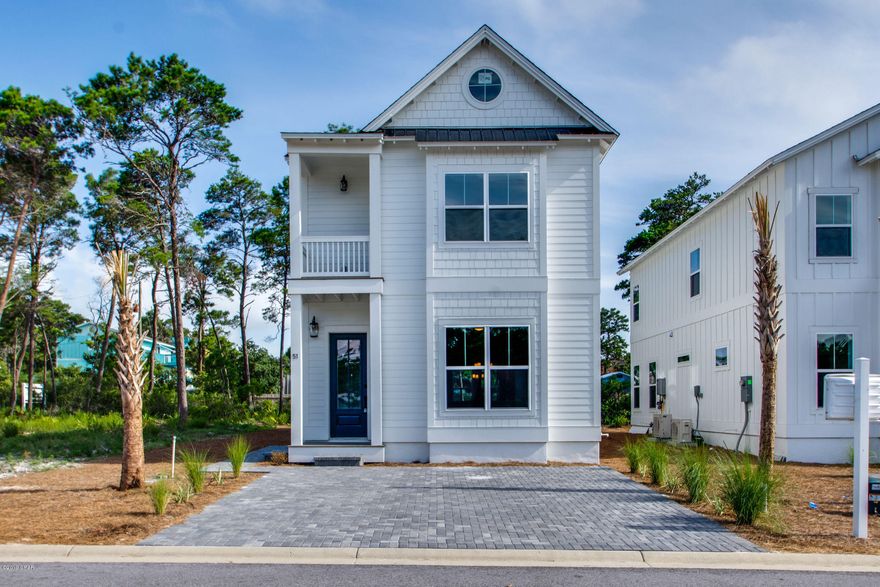 This home is ready for you! Approx 1/2 mile from the Inlet Beach public access and the planned highway underpass at 30a and Hwy 98 (by the Donuthole)Great community with no rental restriction. All homes white hardie with black roofs and exposed rafter tails. Standard features include 10' 1st fl ceilings and 9' 2nd fl ceilings and 2x6 wall construction as well as paver driveways. This home has a huge walk in tile shower with a freestanding tub that is to die for, common space on the 2nd fl to be used for bunk beds or TV lounge area. The first floor has a living/dining combo area, large kitchen with large island and plenty of cabinets, large pantry and a breakfast nook off of the kitchen and a paver patio off of the breakfast nook.