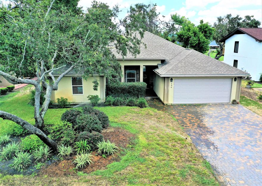 136 Marlin Drive in Bay Point, a gated subdivision w/ full time security, golf, marina, golf cart friendly community. The home has 4 bedrooms and 2 full bathrooms, stained concrete floors in the living area, carpet in the bedrooms and new carpet in the master. An open floor plan, kitchen, dining and living all combined master is split from the other 3 bedrooms. Master bath has double vanity, raised granite counters, tiled / glassed, walk in shower with multiple shower heads. Covered front and back porches, 2 car garage, landscaped yard. Yes there is room for a pool! Come visit 136 Marlin in Bay Point today!