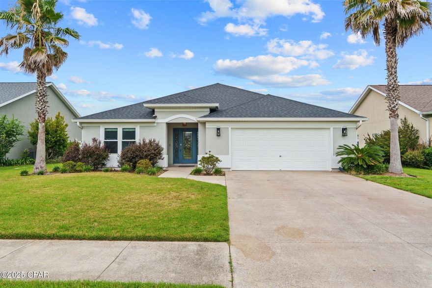 Freshly painted from ceilings to baseboards...3 BR/2 BA home in the highly desired neighborhood of The Hammocks with a community pool! The Hammocks is walking distance to Mosley High School, Bay Haven and central to shopping and restaurants. This home features an open floor plan with the kitchen overlooking the large living room with vaulted ceiling. Ceramic tile flooring throughout all main areas and bathrooms and brand new luxury vinyl plank floors in the bedrooms and office. The kitchen has freshly painted cabinetry, ample counter space, breakfast bar, cabinetry, pantry and a breakfast nook. ALl new interior doors and hardware. Formal office with French doors at the front of the home AND an additional dining/flex space/den; Master bedroom has back patio access and suitable for King bedroom set, en suite bathroom with double vanities,  tiled shower, large soaker tub and walk-in closet. Two additional bedrooms and hallway bathroom with tub/shower combo; Inside laundry room; Fully privacy vinyl fenced back yard; Two car garage. This home has hurricane impact windows and doors. Schedule your private viewing now.