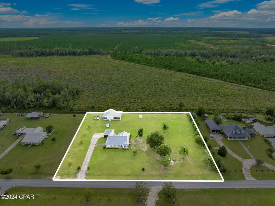 Charming Home on Over an acre with No HOA!
Welcome to your dream home, nestled on over an acre of serene, cleared land, offering ample space and privacy. This unique property provides the opportunity to purchase the vacant lot next door (1 acre lot), Parcel ID 02471-041R, making it perfect for those who value space and tranquility.

Key Features:
Newly Enclosed Florida Room: Enjoy year-round comfort in the new Florida room, equipped with a modern mini-split system.
Modern Kitchen: The kitchen has been completely remodeled with new appliances, cabinets, and countertops, ready for all your culinary adventures.
Recent Updates: Fresh paint and new flooring throughout the home give it a crisp, contemporary feel.
Handicap Friendly: Thoughtfully designed to accommodate accessibility needs.
Septic and Well System: Efficient and eco-friendly utilities.
Separate Sprinkler System: Keep your garden lush with a dedicated well pump for the sprinkler system.
Durable Metal Roof: Provides long-lasting protection and peace of mind.
Additional Structures:
Detached Garage/Workshop: Measuring 24' x 24', this space is perfect for hobbyists or extra storage. Includes an attached lean-to for added versatility, with a she-shed built in as well. 
Man Cave: The upstairs room in the garage currently serves as a cozy man cave, complete with a window unit for cooling.

Don't miss the chance to own this beautiful, well-maintained home with abundant land and no HOA restrictions. Only 25 miles to Panama City and Mexico Beach and Port St. Joe! Schedule your showing today and start living your best life in this exceptional property!