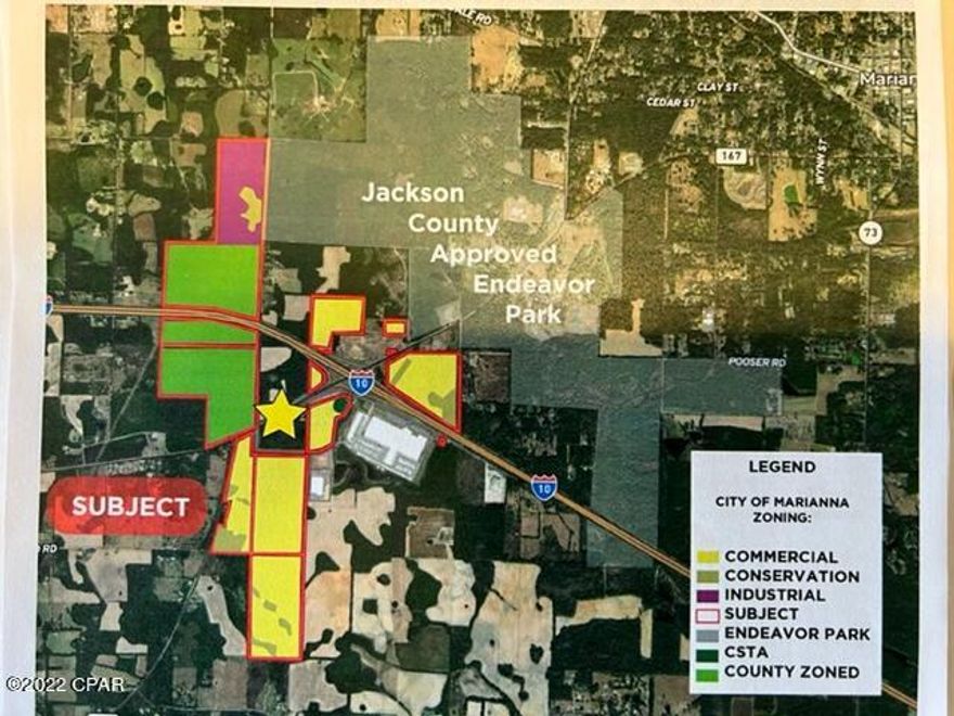 Excellent investment opportunity 697.58 +/- Acres in all four quardrants of I-10 Exit 136. Some commercial demand available today for development. Some of subject Marianna City annexed and zoned commercial. Water and Sewer available. Possible uses Travel Centers, Warehouse Distribution, RV Resorts, Restaurants, Hospitality, Industrial, Distribution, and Residential. This intersection being incentivized for development by Jackson County, with their recent approval of the adjacent 1,200 acre Mixed-use-Endeavor Park.