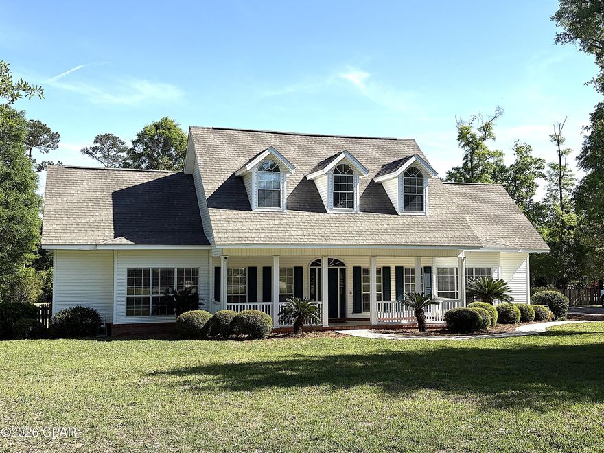 Located on the Magnolia Oaks Golf Course 12th hole and fairway is this 3BR/3.5 bath home. The home features a large living room with vaulted ceilings, a wood-burning fireplace, NEW laminate hardwood floors, 2 French doors accessing the rear deck overlooking the back yard, salt water pool and the golf course There is a formal dining area along w/ a separate breakfast room. The beautiful laminate wood floors are throughout the living spaces & master bedroom. The kitchen was updated (2017) with new quartz counter tops & new tile back splash. The spacious master bedroom has a sitting area & large master bathroom with a whirlpool tub, separate shower, double vanity, & a large walk-in closet. Both bedrooms upstairs have REAL dormers, 2 closets &  each has their own private bathrooms.  The guinite, salt water pool was installed in 2020 and over looking the pool is the rear deck and the POOL HOUSE/ Guest Suite that has 696 +/- sq ft, 2 bedrooms, 1 full bath, kitchenette and open space all heated and cooled by a mini split unit.  Recently replace the 2 electric hot water heaters. Seller has signed up for and paid for the hook up of public water and sewer once available and coming soon.
*** Pool house square footage is included in the total sq ft, bedrooms and baths are not listed in totals