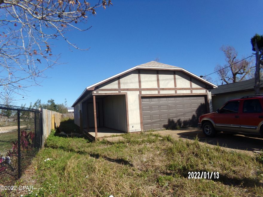Looking for a blank slate or fixer/upper? This property is the one for you. Home has a new roof, windows and sliding glass doors. The interior is stripped to bare bones and will need flooring, cabinets, appliances, sheet rock, bathroom fixtures, the works. Exterior will need siding/soffit/fascia etc. Would be a really cute home with a little imagination and a lot of TLC. All measurements, zoning and sizes are approximate. Please verify if important.