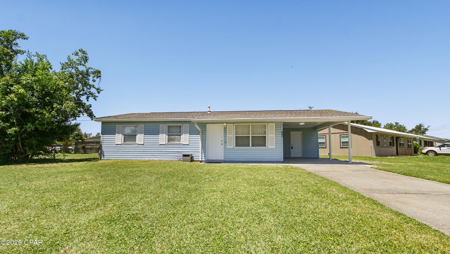 'CURRENTLY UNDER CONTRACT, SELLER WILL CONSIDER BACKUP OFFERS' 
Charming 3 Bedroom Home on a Spacious Corner Lot
-Welcome to this exceptionally well-maintained 3 bedroom, 1 bath home, perfectly situated on a large corner lot. With an effective year of 1988, this property has been lovingly cared for and is in immaculate, move-in ready condition.
-Enjoy the ease of maintenance-free vinyl siding, a convenient carport, a storage shed, and a screened-in back porch ideal for relaxing evenings. Recent updates add even more value, including a new roof (2019), new A/C unit (2019), and new sliding glass doors with inset blinds. The home also features storm shutters and efficient gas heat for added comfort and peace of mind.
-Inside, you'll find a beautifully remodeled Eat-In kitchen with new cabinets, countertops, and over-cabinet lighting. The stylish LVP flooring flows throughout the home, and the bathroom offers a tub/shower combo with a single vanity.
-Centrally located near schools, shopping, and Tyndall Air Force Base, this home offers both convenience and comfort.