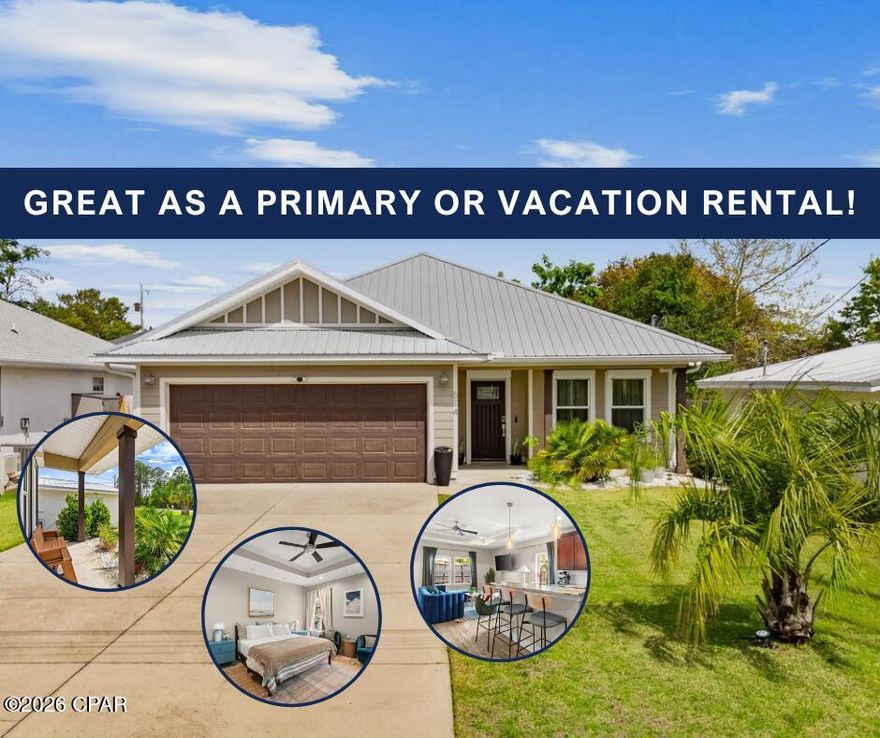 Located on the quiet west end of Panama City Beach, close to Carillon, Camp Helen, and Lake Powell, this immaculate home would make a great primary residence, vacation home, or investment property.

HIGHLIGHTS INCLUDE:
--Wood look tile flooring throughout
--Open plan living/dining/kitchen
--Samsung dishwasher, microwave, and electric range; LG fridge with ice and water and two drawers
--Master suite includes palm mural, walk-in closet, and master bath; tray ceiling in bedroom
--Split bedroom plan:  Front bedroom could also be a quiet office
--Low maintenance landscaping and turf (More time for grilling and chilling!)
--Two-car garage can be used for parking, storage, or as an awesome game room

Come see this lovely home today!  
We look forward to your offer!