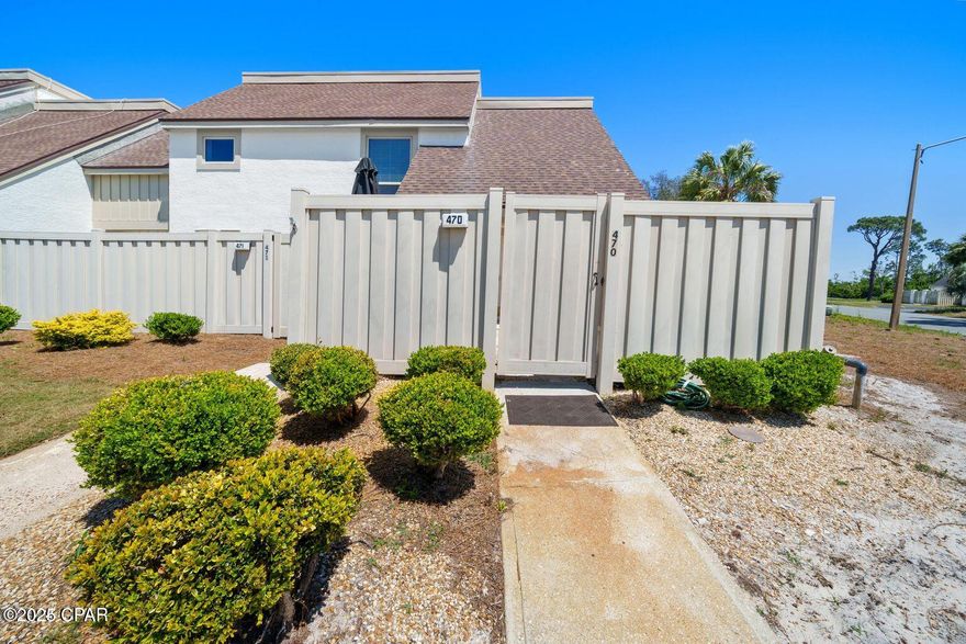 Welcome to Unit #470 at Bay Point Golf Villas III. A beautifully appointed Golf Villa, a true gem within the exclusive, prestigious, and highly sought-after gated community of Bay Point in Panama City Beach, Florida. As you step inside Unit 470 and discover approximately 1,500 square feet of spacious, well-designed living. This villa features 2 suite size bedrooms and 2 full bathrooms, offering comfortable, split-level living space perfect for a primary residence, a sophisticated second home. This residence offers the tranquility of a security, 24-hour manned and roving-security community, paired with unparalleled access to world-class amenities. Imagine waking up and strolling to the Nicklaus Design Golf Course, one of Florida's finest. Or, for the nautical enthusiast, the full-service Point South Marina. All the pleasures of Bay Point—fine dining, the resort, the lagoon, and the spectacular Emerald Coast beaches— are just a short golf cart ride away.