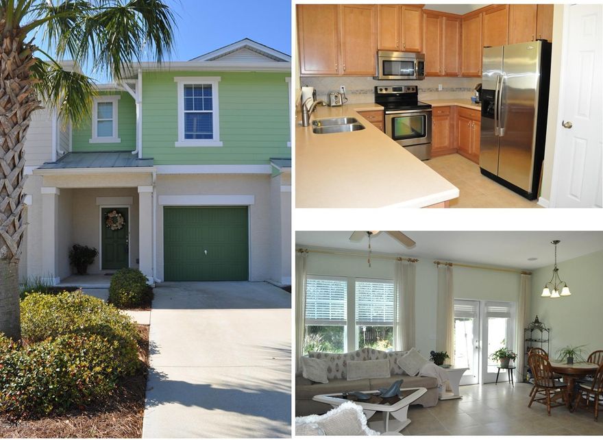 Fabulous Whisper Dunes townhome now available!  This 3BR/2.5BA unit was a builders model so you know it has lots of upgrades.   This “Laguna” model was built in 2008 and includes low-E impact resistant windows, 9’ ceilings, washer and dryer, 1 car garage and a patio with quaint backyard.  The kitchen features maple cabinets, Corian countertops, stainless steel appliances and a separate pantry.  All three bedrooms are on the second floor with lots of closet space and there’s a built-in hutch at the top of the stairs for extra storage. This is low maintenance living at its best; HOA fees cover landscaping, pressure washing every 2 years, painting the outside of home as necessary, the roof, and pool and cabana maintenance.  You’re only a few minutes from the beach and 4 miles to Pie All info is approx. and must be verified by Buyers if important.