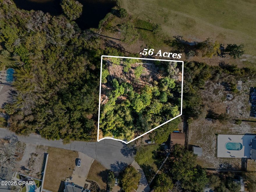 This oversized approximately 0.56-acre homesite on Diana Court is a rare opportunity in Panama City Beach. The property offers over 165 feet of frontage overlooking the Nicklaus golf course, providing expansive views and a spacious setting that is increasingly difficult to find in this area.



Located just outside Bay Point, this lot allows for flexibility in design and use while still being positioned near one of the area's most well-known golf and marina communities. The size and layout of the property provide ample space for a custom home, outdoor living areas, and additional improvements such as a detached garage or workshop, subject to local regulations.



The location offers convenient access to many of the area's key amenities, including Bay Point Marina, St. Andrews State Park, St. Andrews Bay, and the beaches of Panama City Beach, along with nearby dining, shopping, and recreational options.



Properties of this size and location, with golf course views and close proximity to both the bay and the beach, present a unique opportunity to build in one of Panama City Beach's most desirable areas.