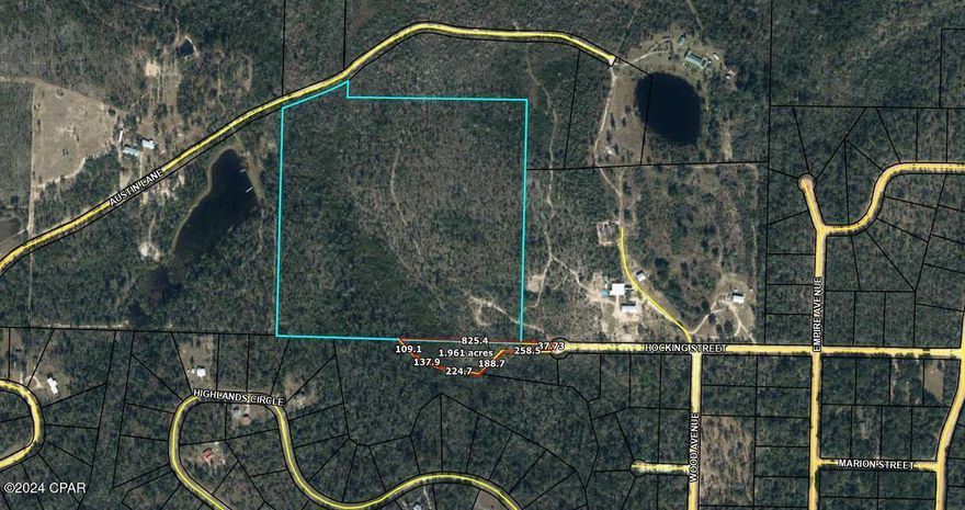 Come and see this unique, beautiful large acreage tract! It is over 42 acres combined and comprised of 2 parcels, parcel ID# 24-3N-12-0000-0450-0021 and parcel ID# 02-2N-11-0095-2670-0010. It has an entrance off of Austin Ln and an entrance off of Hocking St. It is comprised of rolling hills with several interconnected trails throughout, and covered with deer and turkey tracks. There is a mix of hardwoods and pines, giving ample bedding areas for deer, as well as food source with the acorns from the oak trees. There is a dedicated water source as well bubbling up from a spring source located in the lower area of property. There are several picturesque building sites for your dream home and a new pole barn at the Hocking Ln entrance area. All the hills make a great place to ride ATV's or dirt bikes. What a great opportunity to live, hunt and play all on your own slice of heaven! Surveys available for both parcels.