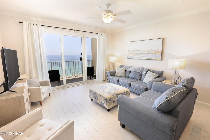 Spacious beachfront living awaits you in this three-bed, two-bath condo at Grandview East on Front Beach Road in Panama City Beach. Enjoy views of the emerald green waters and 1,559 square feet of living space in an extensively redesigned unit in a low-density building. Pristinely kept, this condo features new furniture and fresh paint. Grandview amenities include a beachside pool, a parking garage and additional parking across the street with a second garage to be built.