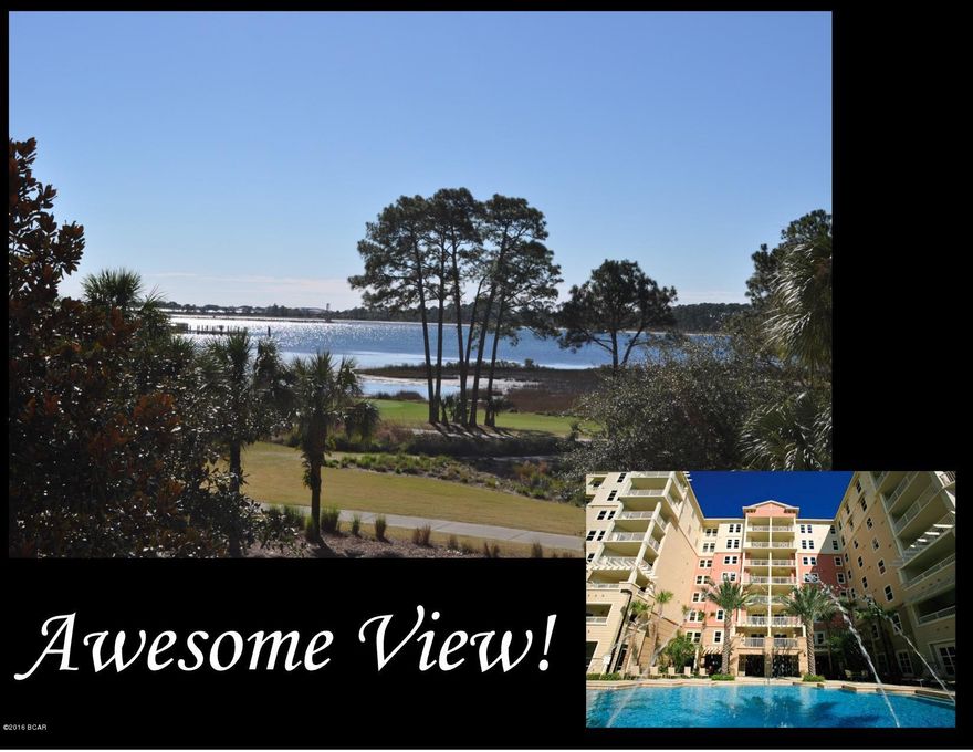 Welcome to ''The Grand''!  This 3rd floor unit overlooks St. Andrews Bay, Grand Lagoon and a pool and garden area. Finely appointed 2BR/2BA condo has an office/bonus room, a separate and cooled storage unit on the same floor, and an assigned parking space. This is a move-in ready unit and you'll love the onsite amenities including a private pool, jacuzzi, fitness center, and a covered rec area with fireplace. What a great place to meet your friends and neighbors. And living in Bay Point has its perks too! Not only is it home to two world-class championship golf courses, there is also a full-service marina with boat launch, a spa, and several restaurants. All info is approx and must be verified by Buyers if important.