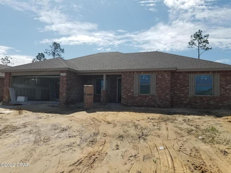 Under construction, luxury 3 bedroom 2 bath all brick home that offers large open floor plan, Master bath with his & hers double shower with Rain maker (3 shower heads) and shower seat, double vanity, large master bedroom with built-in rope lighting and large walk-in closets. The kitchen is a dream with all real hard wood cabinets, granite countertops, stainless steel appliances, cabinets in the laundry room. Living room has electric fireplace and wired for entertainment. Home comes with large front porch, back covered and open back porch, security system, thermo-seal spray foam system and generator ready electrical outlet with cord. Outside shower and sprinkler system. Hurricane built See pictures. Lock in the price now before it goes up again. 

We use Simpson Tie down and Under construction, luxury 3 bedroom 2 bath all brick home that offers large open floor plan, Master bath with his & hers double shower with Rain maker (3 shower heads) and shower seat, double vanity, large master bedroom with built-in rope lighting and large walk-in closets. The kitchen is a dream with all real hard wood cabinets, granite countertops, stainless steel appliances, cabinets in the laundry room. Living room has electric fireplace, crown molding and wired for entertainment. Home comes with large front porch, back covered and open back porch, security system, thermo-seal spray foam system and generator ready electrical outlet with cord. Outside shower and sprinkler system. Hurricane built See pictures. Lock in the price now before it goes up again. 
We use Simpson Tie down and corner tie down straps and brackets, walls bolted to foundation as well as 2+6s. DP 50 windows, hip roofing just a few things we do for a strong hurricane strength house. See pictures without drywall. About 90-100 days out from completion. If important all information and measurements should be verified.