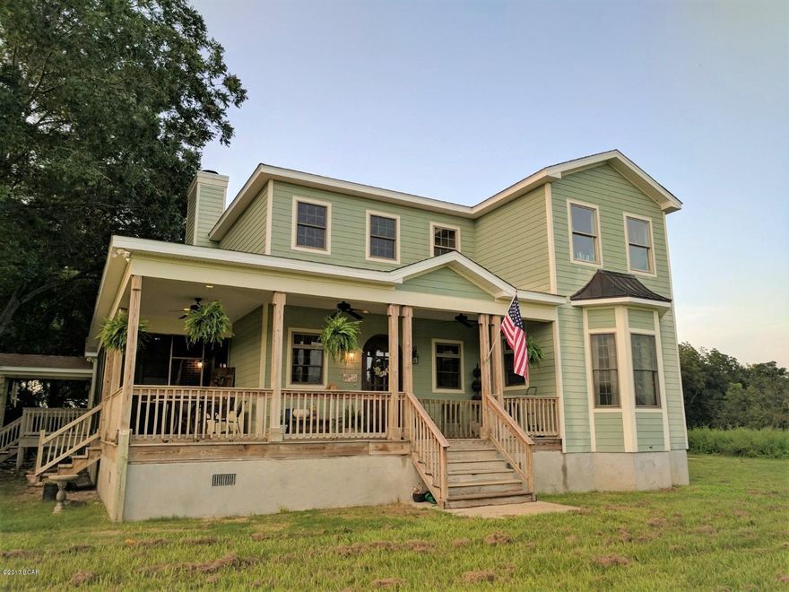 CURRENT TITLE SEARCH AND CURRENT APPRAISAL OF $280k!!! 8 private acres with 4070 sf customized home! Here are just some of the features:

10ft wide porches w/10ft ceilings, wrap around porch, plus a shady screened porch, Pella windows and doors, two brand new central ac units, tankless water heater, two story foyer (over 20 feet), 12 inch crown molding, large kitchen w/plenty of storage and center island. Ten ft ceilings down, nine ft  up. Two walk-in closets and sinks in master bedroom. Bedroom with wet bar upstairs. Fire pit outside along with a very large pole barn and room for small office and workshop. The drive through the canopied oaks is absolutely beautiful.