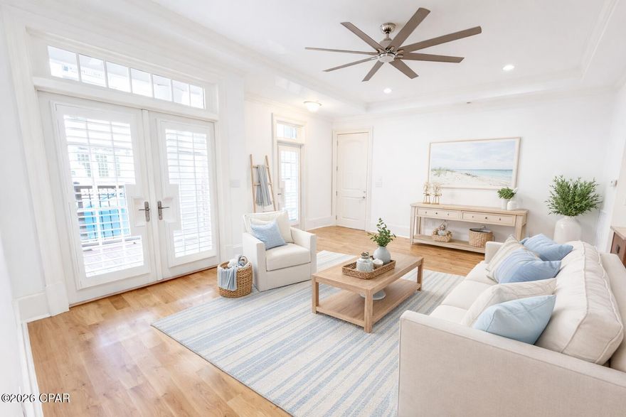 Located on the Ground Floor (1st Level) in the stunning gated & Bayfront community of WATERHAVEN, this pristine 3 bedroom, 2 1/2 bath unit is a rare find. You can rest easy knowing elevators and multiple stairs will NOT be an issue! This unit offers the perfect blend of modern luxury and coastal charm! Step inside to discover a bright and airy living space featuring oak wood flooring and crown molding throughout. The open floor plan flows seamlessly, providing plenty of space for relaxing or entertaining. The chef's kitchen truly stands out, equipped with a massive island and breakfast bar, premium appliances including a Sub-Zero refrigerator, Viking gas range, Bosch dishwasher, Scotsman ice maker, & a wine fridge ideal for creating gourmet meals at home. The main living area windows are furnished with beautiful plantation shutters that add additional charm while also ensuring privacy from the balcony out front. This home is not only stylish, but also efficient with an instant gas water heater ensuring hot water on demand and an updated HVAC system installed in 2021. The primary suite is spacious with a main bath fitted with separate vanities, a huge soaker tub, a roomy walk-in shower, and a walk-in closet. The additional bedrooms are conjoined by a jack-n-jill bathroom with a separated shower/toilet closet.

 **There is also a storage unit (approximately 10x4) that comes with PO12 on the 3rd floor accessible by the elevator! Waterhaven offers a wealth of amenities, including a Clubhouse with a fitness center, indoor meeting space, outdoor space for relaxation, a theater room, and a huge commercial kitchen available for owner use! When you're ready to enjoy some sunshine, utilize the commercial grade ice maker in the clubhouse kitchen to fill your cooler, then take a short walk to the luxury-style pool or relax on the beach by the bay! Waterhaven is a non-rental community. 

No short term nor long term rentals are allowed. This complex is also conveniently located near shopping, restaurants, and the many other attractions Panama City Beach has to offer. Do not miss the opportunity to call this place home!