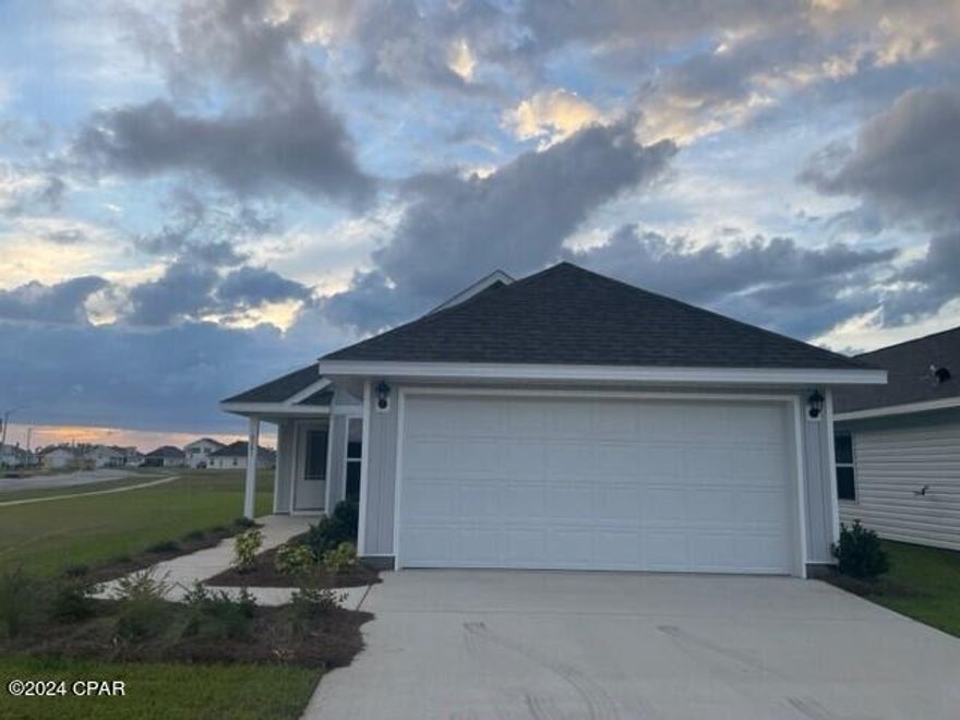 New construction home located at 6581 Canley Court. Upon entering the Celeste floor plan, you immediately notice the bright entry way afforded by the prairie door.  This 3-bedroom 2 bath, 1403 square foot home is an open floorplan.  The primary bedroom and bathroom are located off the entry at the front of the home.  The primary bathroom has double sink vanity, large shower, and a huge closet.  Proceed down the entry hallway passing the laundry area as you enter into the kitchen, dining, and family area.  The kitchen offers an island with space for bar seating.  On the opposite side of the home from the primary bedroom upfront, there are two spacious secondary bedrooms separated by another bathroom making this home a true split floorplan.
 Liberty neighborhood is conveniently located in beautiful Panama City off Star Avenue near 231. Located just 25 minutes from Tyndall Airforce Base, 20 minutes to hospitals, and less than 15 minutes to shopping, restaurants, and grocery stores you will be amazed at the convenience once you enter the winding entrance to this beautiful sanctuary. Liberty, D.R. Horton's premier new lifestyle community, offers a 7,500 square foot community center with full gym, wellness rooms and much more. Additionally, behind the community center is a water wonderland with resort style pool, splash pads, and an outdoor grilling kitchen with seating.