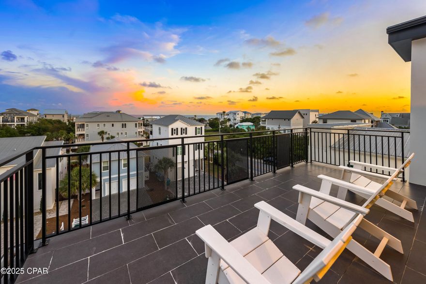 Newly built luxury residence nestled just 800 feet from the sugar-white sands of Inlet Beach with Gulf Views, the property offers unmatched proximity to the beach, perfectly blending serene coastal living.

First Floor (Ground Level)

Entertainment hub for guests and gatherings: Grand living area, wet bar, and billiards table, direct access to the private heated pool. Two guest bedrooms, a full laundry room.

Second Floor

Luxurious, peaceful retreat:

Primary suite featuring a private balcony, custom-built closet, and spa-worthy bath with dual vanities, walk-in shower (dual heads), and striking quartz walls. Two additional guest suites. A second laundry room for added convenience

Third Floor

Culinary and social centerpiece:

Spacious chef's kitchen with high-end stainless steel appliances, ceiling-height glass cabinetry, and a dramatic waterfall-edge quartz island, Open living and dining areas, Two balconies offering coastal and Gulf views.

Fourth Floor (Top Level)

Your private aerial sanctuary:

A serene living space that opens via a collapsible glass wall, seamlessly merging indoor and outdoor areas, designed to offer panoramic Gulf views and elevated tranquility

Designed to offer panoramic Gulf views and elevated tranquility A sleek wet bar and elegant powder room complete this breathtaking level, perfect for sunset cocktails 

Located in a non-HOA neighborhood, this home offers the freedom to enjoy the 30A lifestyle at its bike or take a golf cart to nearby Rosemary Beach, Alys Beach, and the vibrant shops and dining of 30Avenue, all just minutes away.
This is not just a home it's a luxurious coastal experience, designed to elevate every moment.