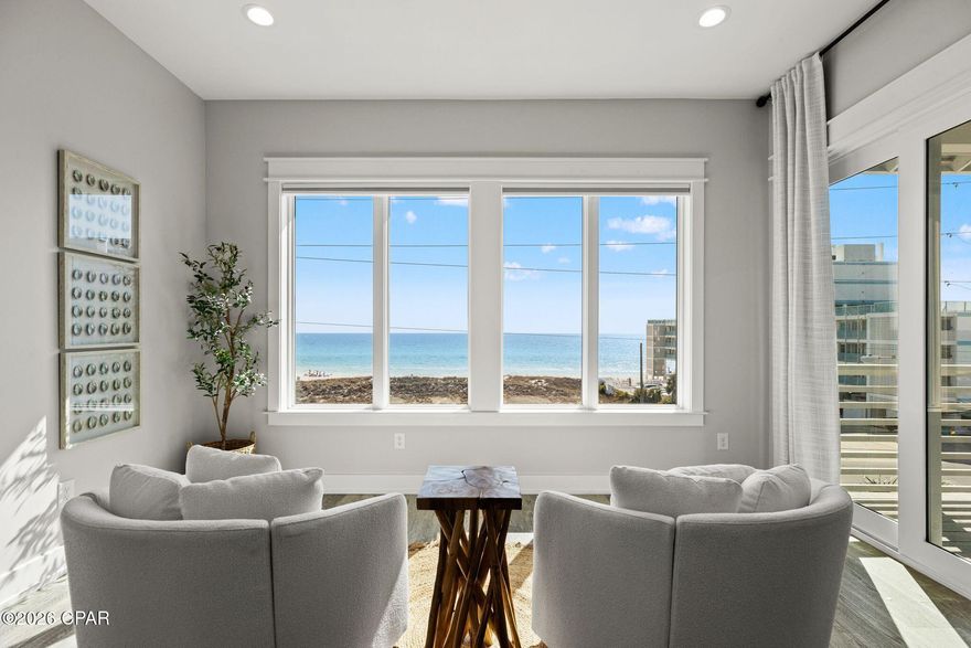 Positioned directly across from the Gulf with permanent, unobstructed views of the emerald waters, this 4,221 square foot coastal residence captures the full beachfront experience without compromise.

Designed for both entertaining and relaxed coastal living, the home offers expansive balconies perfectly oriented for sunrise coffee and sunset views. Inside, 7 bedrooms and 8 bathrooms provide the space and flexibility to host large groups with ease, configured to sleep 22 guests in beds.

Private deeded beach access gives you direct entry to the sugar white sands just steps away. With no HOA, ownership stays flexible whether you are looking for a primary residence, second home, or a high performing investment.

Built in 2023, the home offers the advantages of newer construction along one of Panama City Beach's most desirable stretches. Offered fully furnished and turnkey, it is ready for immediate use or continued rental income.

The property offers strong potential as a high performing short term rental, with projections approaching $350,000 annually based on comparable performance and market data. Detailed rental history, forward bookings, and supporting data available upon request. Buyers are encouraged to independently verify all income and projections.

Investors often explore strategies such as cost segregation and accelerated depreciation to enhance overall returns, depending on individual tax circumstances. Buyers should consult their tax professional to evaluate potential benefits.

With its size, rental capability, and newer construction, this property is well positioned for investment minded buyers seeking both income and long term advantages.

Ideally located just minutes from Pier Park, with easy access to shopping, dining, entertainment, and local excursions. The area is golf cart friendly, adding to the convenience and coastal lifestyle appeal.

Unobstructed Gulf views. No HOA. Strong investment potential. This is the kind of asset buyers wait for.