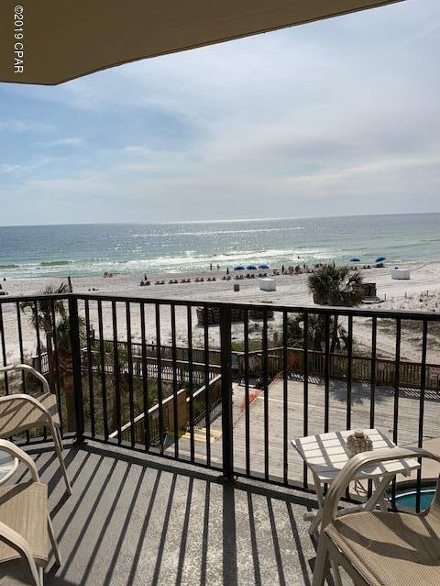 Gorgeous Gulf views stretching all the way down the Beach from this 3rd floor condo at the Sunbird. This lovely FULLY FURNISHED condo is ready for you to enjoy! The Sunbird is a mid-rise condo property (only 12 floors each tower) that offers the security of a gated community, three gulf front pools, a tennis court, bar-b-que grills, and you can walk next door to Pineapple Willies!! Come see this beautiful condo today!!