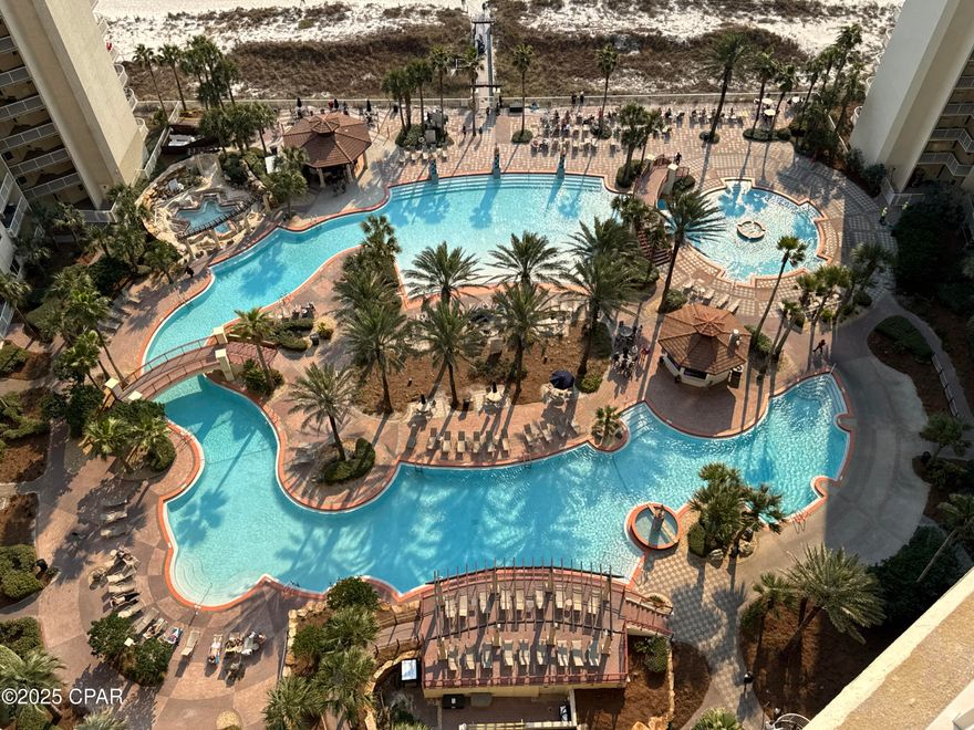 TILED THROUGHOUT AND PRICED TO SELL!   This is the ''C'' plan that is a 2bd/2bth plan with the double balcony.   GULF-FRONT MASTER BEDROOM AND GULF-FRONT LIVING ROOM.  Bunk room and master bathroom both have had door added.  Great views to the pool and the gulf.  Some TLC needed, but a great price.  BALCONY REPAIRS HAVE ALREADY BEEN COMPLETED!