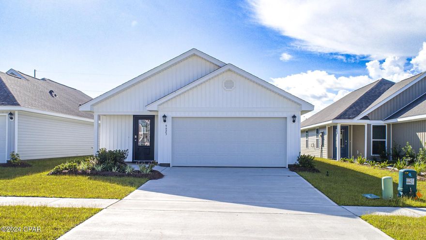 New construction home located at 6623 Kettles Street. The Burke is a 3-bedroom 2 bath, 1384 square foot home with an open floorplan.  This home features a large living area, open to kitchen and dining area. The kitchen features a center island with white cabinetry, stainless appliances including a stove, microwave and dishwasher. Interior features of this home include stainless appliances, EVP vinyl flooring, durable laminate countertops and carpet in the bedrooms. Liberty neighborhood is conveniently located in beautiful Panama City off Star Avenue near 231. Located just 25 minutes from Tyndall Airforce Base, 20 minutes to hospitals, and less than 15 minutes to shopping, restaurants, and grocery stores you will be amazed at the convenience once you enter the winding entrance to this beautiful sanctuary. Liberty, D.R. Horton's premier new lifestyle community, offers a 7,500 square foot community center with full gym, wellness rooms and much more. Additionally, behind the community center is a water wonderland with resort style pool, splash pads, and an outdoor grilling kitchen with seating.