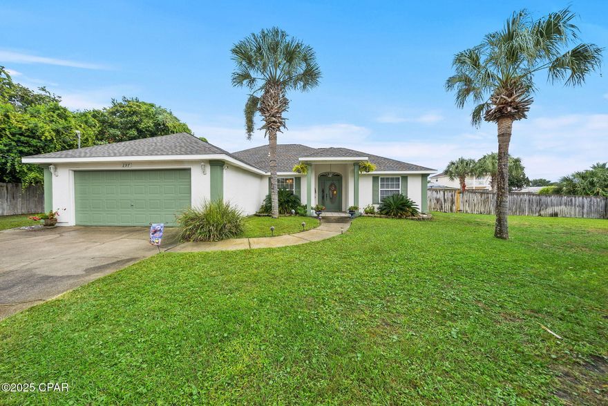 CURRENTLY UNDER CONTRACT, SELLER WILL CONSIDER BACKUP OFFERS

This beautifully updated 3-bedroom, 2 bathroom, single-story home offers the perfect combination of comfort, style, and convenience in the heart of Panama City Beach. With approximately 1,900 square feet of open living space, this home is ideal as a primary residence, vacation getaway.

As you enter, you're welcomed into a spacious, light-filled interior with an open-concept layout that seamlessly connects the living, dining, and kitchen areas. The layout is thoughtfully designed for both relaxation and entertaining, featuring generously sized rooms, abundant natural light, and a comfortable flow throughout.

The kitchen boasts ample cabinet space, updated appliances, and a functional layout that makes cooking and hosting a breeze. Just off the main living area, the primary suite offers a private retreat with a large en-suite bathroom and plenty of closet space. Two additional bedrooms and a full bath provide comfortable accommodations for family or guests, while a half-bath adds extra convenience.

Step outside into your private backyard oasis - complete with a newer in-ground pool and plenty of space to lounge, dine, or soak up the Florida sun. The fully fenced yard offers privacy and security, making it perfect for pets, kids, or entertaining.

Key features include:

New roof for peace of mind

One-story floor plan - no stairs!

Newer private pool for year-round enjoyment

Private driveway with ample parking

Quiet, well-kept neighborhood with no HOA

Location is everything and this home is perfectly situated just minutes from some of the area's most desirable destinations. You're a short drive to Pier Park, where you'll find premier shopping, dining, and entertainment. Enjoy boating or paddleboarding at Lake Powell, and explore the beaches, trails, and you're just minutes from upscale communities along the renowned Scenic Highway 30A.

Whether you're looking for a low-maintenance full-time home, a vacation retreat, 297 Sundial Street checks every box.

Don't miss your chance to own a piece of paradise on the Emerald Coast,  schedule your private tour today!