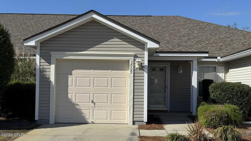 Located in the highly desirable Hammocks community in Lynn Haven, this home offers the perfect blend of comfort, privacy, and convenience. Nestled in a scenic, well-maintained neighborhood, you'll enjoy close proximity to shopping, dining, entertainment, and top-rated schools. Residents also benefit from community-maintained grounds and access to a refreshing pool.

This well-appointed home features a one-car garage and enhanced privacy with no neighbor to the right and only one shared wall. The spacious primary suite includes double closets and a private en suite bathroom, providing a comfortable retreat. A new roof was installed in 2019, offering added peace of mind.
Step outside to a charming back patio--ideal for relaxing, entertaining, or simply enjoying the outdoors.