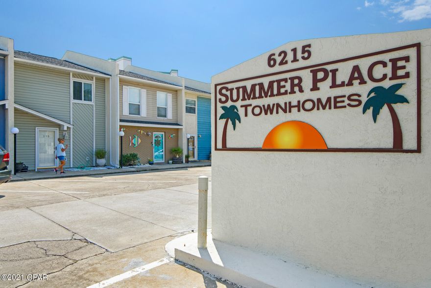 CLOSE TO THE BEACH! Amazing 2/2 townhouse that is walking distance to the beautiful white sandy beaches. Unit is well maintained and ready to be someones personal getaway or an investors rental machine. Property is currently setup to sleep 6 guest. Summerplace Townhouses are located south of Thomas Drive just a short walk to beaches. Complex includes 2 parking spots per unit and community pool. Water heater is 2017, A/C is 2 years old. New photos to come. Rental projections around $40K.