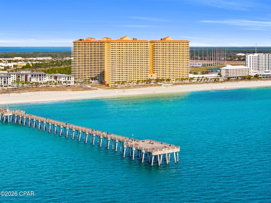 Wake up to the soothing sound of waves and endless emerald horizons at Calypso Resort and Towers in the heart of Panama City Beach. This beautifully appointed 2-bedroom, 2-bath Gulf-front condo offers the perfect blend of comfort, style, and strong income-producing potential--complete with front-row views of the sugar-white sands and turquoise waters. 
Designed for both relaxation and entertaining, the open-concept floor plan showcases sweeping Gulf views from the living room, dining area, and kitchen. Large sliding glass doors flood the space with natural light and lead to an expansive private balcony--ideal for morning coffee, sunset dinners, or simply soaking in the coastal breeze.
The true highlight is the Gulf-front primary suite, complete with direct balcony access and stunning water views right from your bed. The spacious guest bedroom is thoughtfully positioned with access to a full bath, while the bonus bunk room adds valuable sleeping space--perfect for accommodating extra guests and maximizing rental revenue.
Offered fully furnished and currently on a rental program, this condo is truly turnkey. From stylish coastal décor to a well-equipped kitchen, everything is in place for immediate enjoyment or continued short-term rental success.
Resort amenities elevate the experience even further, featuring two beachfront pools, a lively tiki bar, and a fully equipped fitness center. And the location is unbeatable--just steps from the shopping, dining, and entertainment of Pier Park, making it one of the most desirable destinations along the Gulf Coast.  Whether you're seeking a high-performing investment property, a vacation escape, or a little of both, this exceptional Gulf-front residence delivers the ultimate beach lifestyle. Call today to schedule your private showing and start living the dream.