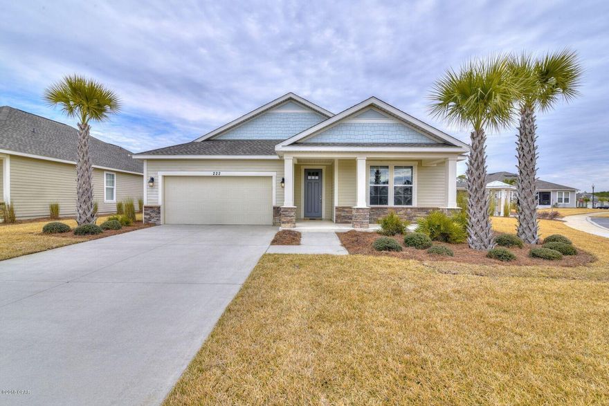 Move-in ready! Much desired community and all on one floor with open living and kitchen area. Granite countertops, breakfast bar, large master bedroom with trey ceiling, awesome kitchen, 9' ceilings,8'doors, large closets,great beachy exterior colors, irrigation & security system, HOA fee includes yard maintenance! Corner lot in great community with pool. You're going to love it! *All information is approximate and should be verified by Buyer if important.