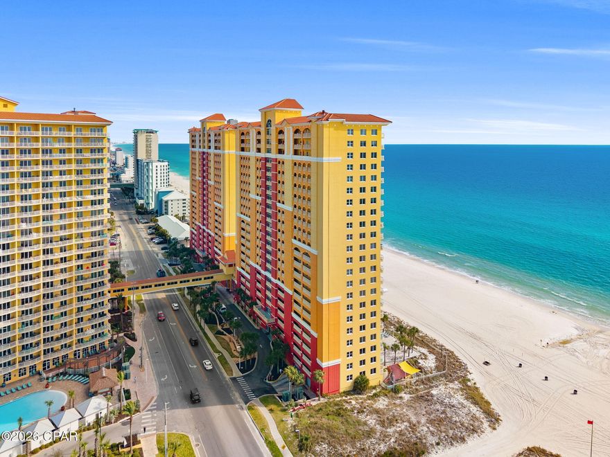 Welcome to your Gulf-front getaway in Tower 1 on the 22nd floor of Calypso Tower in Panama City Beach. This beautifully positioned 1 bedroom, 2 full bathroom unit with hall bunks offers the perfect blend of comfort, rental potential, and breathtaking views. Inside the unit, you'll find a spacious master bedroom with a private en suite bathroom, while the hallway bunks provide convenient sleeping space for guests. The hallway opens into the living and kitchen area filled with natural light and stunning Gulf-front views, creating the perfect space to relax or entertain. The breakfast bar is ideal for casual dining, morning coffee, or gathering with friends and family after a day at the beach. Calypso Resort amenities include an oversized Gulf-front pool, fitness center, tiki bar by the pool, common areas, gift shop, and beach showers -- everything you or your guests need for the perfect beach vacation experience. Located within walking distance to the Pier and Pier Park, you'll have easy access to shopping, dining, and entertainment.

Don't miss this opportunity to own a west-end condo in one of the most desirable locations on Panama City Beach -- perfect for vacations, a second home, or short-term rental income.