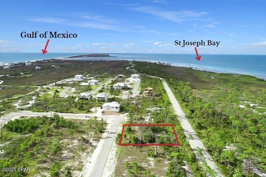 X FLOOD ZONE HOME SITE WITH PANORAMIC BAY & PEEK-A-BOO GULF VIEWS!!  Located on the north end of Cape San Blas in the gated community of Sunset Pointe, this exceptional site invites you to capture breathtaking, unobstructed views of the tranquil beauty of St. Joseph Bay along with peek-a-boo glimpses of the emerald waters of the Gulf of America. Perfectly positioned to showcase both sunrise & sunset skies, this lot offers the ideal setting to create a custom coastal retreat surrounded by nature & serenity. Bordering the peaceful refuge of St. Joseph State Park, the area is teeming with wildlife & offers a rare sense of privacy while still providing convenient access to modern amenities. Sunset Pointe features walk-over beach access & a community pool, making it easy to enjoy carefree beach days just steps from your future home. The sugar-white sand beaches are pet-friendly, uncrowded & celebrated for their laid-back, Old Florida charm—perfect for long walks, shelling, shoreline fishing or simply soaking up the sun.  Outdoor enthusiasts will love the proximity to multiple boat launch sites, providing quick access to the Gulf for deep-sea fishing, snorkeling, and diving, as well as calm bay waters ideal for kayaking & paddleboarding. Miles of paved bike paths invite leisurely rides along the Cape, with stops along the way to enjoy local restaurants, shopping & fresh-caught seafood. Just a short drive away, Port St. Joe offers the perfect blend of small-town charm and coastal fun, with waterfront dining, boutique shopping, marinas, live music & year-round community events.  Whether you're dreaming of a full-time residence, a second home or an investment in one of the most desirable coastal communities on the Forgotten Coast, this lot delivers location, views & lifestyle in one remarkable package.  Lots like this one sell fast—ask for the ARC approved building plans to see what your future beach retreat could be!Call for your private tour & LIVE THE BEACH LIFE!!