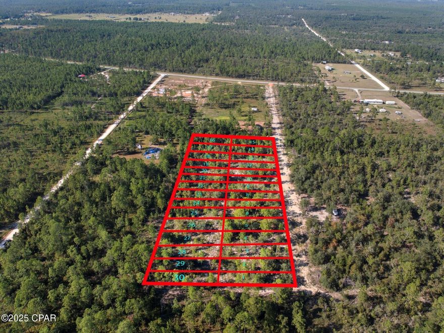 Great opportunity! If you are looking for the perfect canvas for your next project, this already plotted parcel of land offers lots 1 through 30, ready for development in a high-potential area of Florida. Whether you're envisioning a mobile home park, tiny home community, RV resort, or custom-built sites, this property is your gateway to endless possibilities. With zoning freedom, use it for residential or commercial purposes, ideal for investors, developers, or entrepreneurs seeking flexibility. Surrounded by some of Florida's most beloved destinations: Mexico Beach & Panama City Beach our pristine white sands and emerald waters, close to Florida Caverns State Park, explore stunning underground limestone caves, the white Oak Landing at Porter Lake - minutes away for boating

fishing, and camping. Compass Lake is a serene lake perfect for water sports and relaxation, you can also enjoy our Florida motorplex racetrack action and DTF County Line Motocross - premier motocross training and events and more.
A perfect highlight investing in this property is that they are
pre-plotted lots that gives faster development timeline, high tourism traffic nearby for excellent rental or resale potential and our nature, recreation, and entertainment all within reach. Make your appointment to take a lot at your future investment.