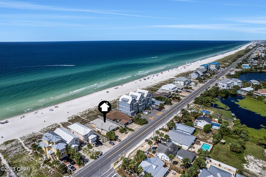 Classic Beach Cottage on 60 feet of frontage directly on the Gulf of Mexico in Panama City Beach, Florida. Located right next to public beach access number 83 on the far West End of Panama City Beach far away from the high-rise condominiums and other crowded sections of the beach, surrounded by low density residential neighborhoods. Just minutes west from Pier Park and approximately 10 minutes from Inlet Beach and the 30A corridor where other exclusive fine dining and shopping awaits. Zoned Seasonal Commercial 2, where vacation rentals ARE allowed, making this an excellent location for an investor rebuild project. Gulf-front lots of this size are becoming more and more rare to come to market. Investors, Don't miss this opportunity. - Ask your favorite agent for recommended builders and projected return on investment! All Information is deemed to be reliable, but is not guaranteed, buyer to verify if important.