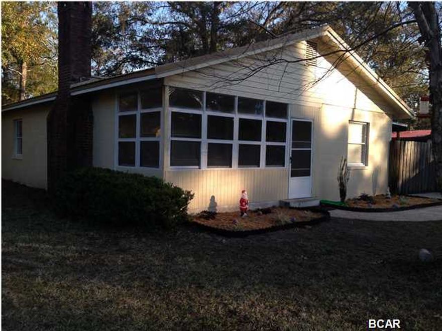 Cozy Lynn Haven Home close to everything! This 3 bedroom, 1 bathroom home has a nice living room with a fireplace accent, large eat-in kitchen with plenty of storage, nice size bedrooms, remodeled bath, screened in porch, covered porch, storage shed and a fenced in yard. The inside has been completely painted from ceiling to baseboards! Small or medium dogs allowed.