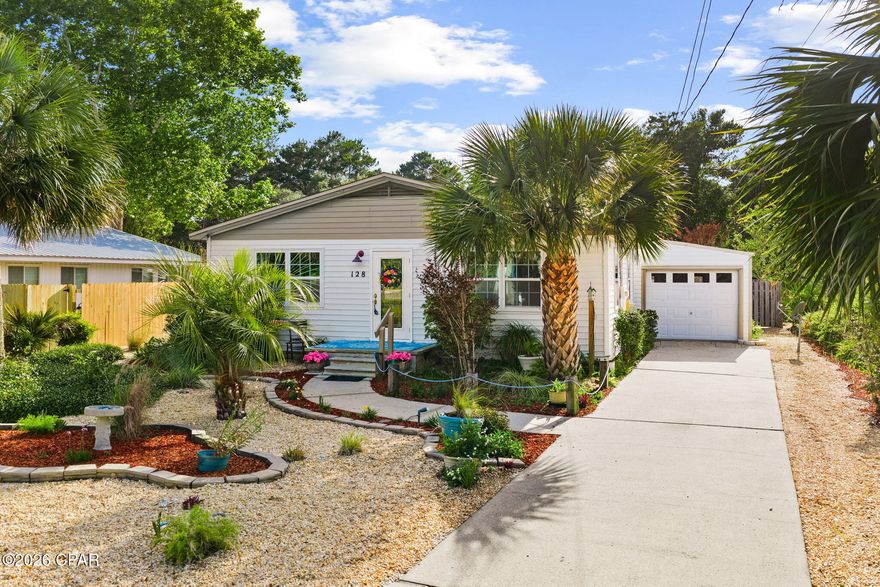 Beautifully maintained coastal home in a quiet, golf cart-friendly community just 0.3 miles from the beach!

This 3-bedroom, 1.5-bath home offers the perfect blend of comfort, low maintenance, and outdoor living. Enjoy quartz countertops in the kitchen and main bathroom, custom cabinets to the ceiling, stainless steel appliances (microwave, electric stove, dishwasher, and French door refrigerator), and vinyl plank flooring throughout with textured walls and ceilings.

The property is designed for easy living with maintenance-free landscaping, featuring river rock, lush perennials, and seven palm trees. Relax in your private backyard oasis complete with a fish pond and fountain, fire pit, and a 10x12 gazebo overlooking a spacious 408 sq ft paver patio--perfect for entertaining or enjoying the coastal breeze. On many days, you can even hear the waves.

The fully fenced backyard includes a 6-ft privacy fence with two walk-through gates and a 10-ft drive-through gate. With no neighbors behind or to the north and protected land beyond, you'll enjoy rare privacy and peaceful surroundings.

Additional highlights include:

Hurricane impact windows with Smart Sun features and grids.
16x24 garage with space for a car, golf cart, and storage.
Private Outdoor shower (6x6) with built-in seating.
RV electric hookup and extended driveway.
Ample parking for boats, jet skis, RV, and multiple vehicles.
Storage shed and large lot with room for a pool.
Well irrigation system for landscaping.
Updated bathroom vanities and medicine cabinets.
Matching ceiling fans, upgraded baseboards, and fresh paint.
Vinyl siding in excellent condition.
Annual termite and pest maintenance.

Located in a quiet, established neighborhood with no short-term rentals allowed (6 months + 1 day minimum), this home offers a peaceful lifestyle just minutes from the beach--walk there in minutes or bike in under two.