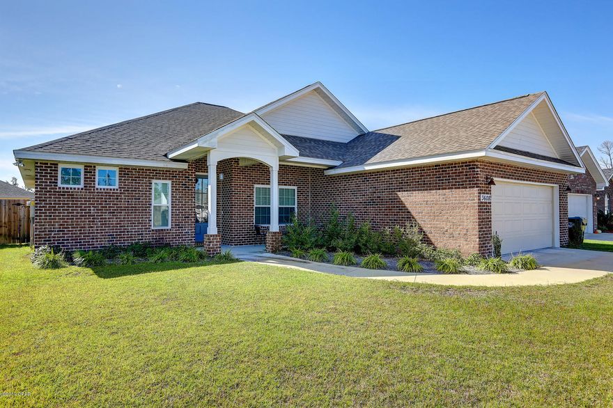 Meticulously Maintained, Move in Ready Custom Build Home! You will be impressed with all the amazing extras this home has to offer! This home features a Split floor plan- 3 Bedroom with a large Flex Room that could be a 4th bedroom, Home office etc., this Flex room also has a large closet. The Living Room is Spacious 18x20 & features a beautiful gas fireplace & built in cabinets. The kitchen has all custom made hardwood cabinets, farmhouse sink, granite counter tops, All Stainless steel Appliances, there is a spacious pantry, huge kitchen island with breakfast bar & large dining area. The Master Suite is sure to impress with its high Tray ceiling, double barn doors leading to the Master Bath with double vanity sink, large walk in shower, linen closet & big walk in closet The additional bedrooms are spacious & there is a spacious full bathroom. The Laundry room features storage cabinets & a deep utility sink. The exterior of this home features a large 10x21 covered back porch & a fully privacy fenced backyard. The 2 car garage is spacious & has pull down stairs with attic storage. There is also an automatic irrigation system & because the home is only 2 years old it's like brand new! The home had minimal hurricane damages & has a brand new Roof, home had no interior damages & no water damage. Home has elegant wood look tile flooring & carpeted bedrooms, a Gas Fireplace & Rennai Gas tankless hot water heater, never run out of hot water again!***All measurements taken from builders plans, please verify if needed***
