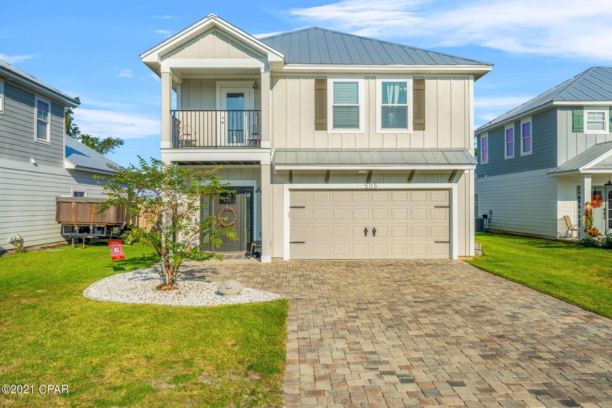 WATER VIEW!! Gorgeous newer construction 2 story home with view of the Bay in the highly desirable Emerald Coast Yacht Club! 4 bedroom, 2.5 baths with a large loft area on the second floor plus a bonus room; perfect for a 2nd den, study or game room. Home features a ground floor master suite, luxury vinyl flooring, front apron farmhouse sink, granite counter tops, subway tile backsplash, shiplap accents, crown molding , laundry room, paver driveway, sprinkler system, and so much more. The community has access to the Bay directly across from this home, as well as an above ground pool with privacy fence in the backyard.  There is also a shed for storage.  This house is a must see, priced to sell, near Tyndall AFB.  Check it out today! (All sizes are approximate and should be verified.)