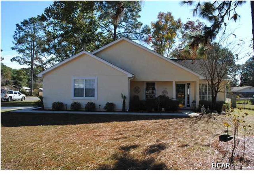 Very nice home located in quiet community of Forest Shores in Callaway, Fl. This house is convienantly located to Tyndall AFB, Schools and Shopping. This 3 bedroom 2 bath home features a large Master Bedroom with tray ceiling and whirlpool tub in the master bathroom with separate shower and double vanity. spacious kitchen with eat in breakfast area, separate dining area open to the family room. Home also has a computer room / office or use it for extra storage! Outside this home has a large fenced in back yard on a corner lot, covered back porch, and irrigation for the yard. This home is very well maintained and is a must see! Call today to schedule an appointment.