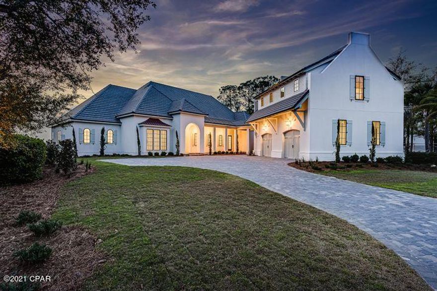 One of a kind brand new construction estate home offering amazing unobstructed views of the Choctawhatchee Bay as well as views of the Signature 14th Hole of the Burnt Pine Golf Course. A truly unique opportunity to own one of the newest, most luxurious residences in the area, perfectly situated inside the gates of Burnt Pine.  Stunning views from every angle of this tastefully crafted home featuring unique architecture and creative design.  A premier property in a premier location