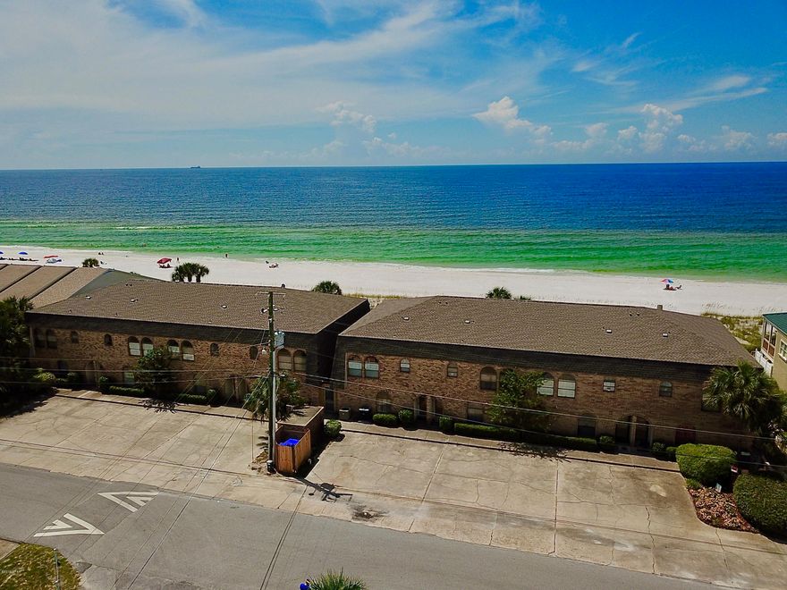 Non-Rental Complex- Have you ever dreamed of owning a primary or 2nd home in a low-density complex where rentals are not allowed, and privacy is at its best...If so, look no further, this upgraded unit can be yours. Since purchasing the owners have put well over $100,000 into renovations. They took the standard 3-bedroom plan and removed a wall between two rooms and created a large master suite with double French doors, which looks out to the beautiful pool area and the stunning Gulf-Of-Mexico! The master bedroom is on the first floor featuring an upgraded master bath to include a large walk-in tiled shower, and granite countertops with upgraded vanities. The 2nd bedroom is **ENTER ON MORE TAB** also on the first floor and setup as a 2nd master suite with its own private bath with a deep garden tub. All bathrooms in this home have been completely redone to an elegant and modern style with granite counter tops and upgraded vanities, mirrors, and lighting. Another beautiful feature throughout this unit is the ceilings. The ceiling throughout have been completely redone and cofferred with box beam and wainscoting. A truly must see to appreciate the amount of time and detail that has gone into the ceiling work alone on both levels. The laundry room is also located on the first floor for added convenience. The second floor consists of an upgraded kitchen with granite countertops, upgraded cabinets, stainless steel appliances, built in microwave, and open to the dining and living room. The living room is 20.5x20.5 and features an electric fireplace, and a stunning view of the Sugar-White Sandy Beach & Crystal-Clear Emerald Water! The living room features double French doors that lead out to a private balcony where you can sit back and enjoy your morning breakfast and cup of coffee, or take in the beautiful sunset at night. If you enjoy swimming, this is the place to be. The community has a private and gated pool surrounded by a landscaped backyard--Tranquility and Serenity at its best! A new Temp Star 3.5-ton air conditioning system was replaced in May 2018. This unit is being sold furnished with some excluded items attached under documents. The HOA is strong with no pending assessments and no litigations. These units and smaller complexes are not listed often and are hard to come by. If this sounds like the property you have been waiting for make an appointment today for your private showing before its gone! Age, Sq.Ft., Taxes, Room Dimensions, Schools, or any important information to a buyer must be verified by personal or professional inspection.