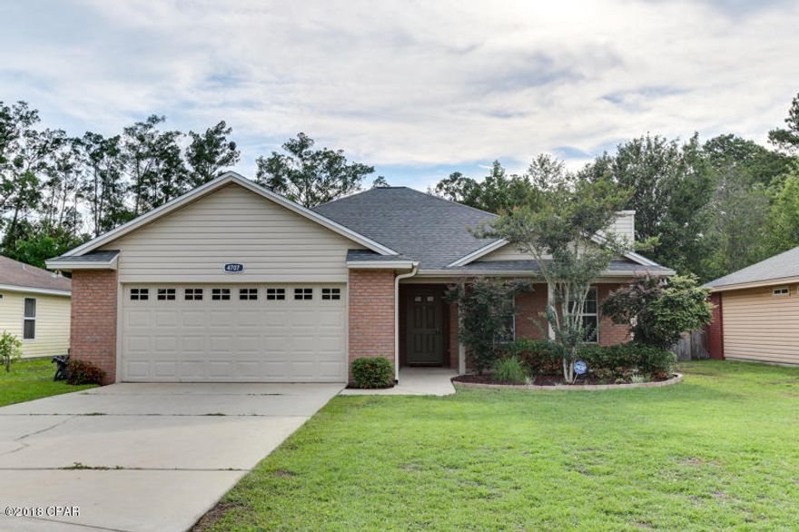 Beautiful professionally built home located in the highly sought after Deerfield Estates. Located on a cul-de-sac this 3 bedroom 2 bath brick home features a two car garage and comfortable living space. The open kitchen with an island features stainless steel appliances, tons of cabinet space, tile flooring, and a breakfast bar that  opens up to the dining area. Enjoy time with family or friends relaxing in the living room graced with a fireplace, laminate flooring, and vaulted ceilings. The master bedroom has tray ceilings, updated wood flooring, and a door leading to the backyard. The private master bathroom has a double vanity, tiled shower, and large soaking tub. The privacy fenced backyard is perfect for entertaining, grilling under the covered back patio, or just enjoying the outdoors. The storage building located in the backyard is great for extra storage. This home is a must see. Don't hesitate to schedule your showing today!