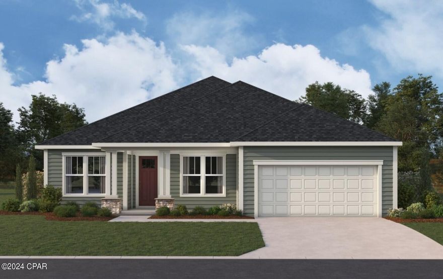 Welcome to the epitome of luxury living at Breakfast Point East, where Fischer Homes proudly presents the stunning Tripletail II floor plan. This exquisite 4-bedroom, 3.5-bath, 2-car garage home is an embodiment of modern elegance and functional design, and it can be uniquely tailored to your tastes. The kitchen boasts quartz countertops and comes fully equipped with a gas water heater, microwave, dishwasher, and garbage disposal. From the moment you enter this home, you'll be greeted by interior standard features that elevate everyday living. Revel in 9 and 10-foot ceilings, large format tile in bathrooms, and luxury vinyl plank (LVP) floors that add a touch of sophistication. Nestled on Lot 228, this residence enjoys a premium location backing up to conservation wetlands. The private backyard offers ample space, making it ideal for the addition of a refreshing pool, creating your personal oasis. Safety and durability are paramount in Fischer Homes, and this property is no exception. Every build exceeds hurricane code standards with 2'x6' steel framing, a hurricane tie-down rod and anchor system, architectural shingles, hurricane shutters, and superior insulation ratings. The listed price includes the base cost, the lot premium for the premium location, and the Chef's Kitchen layout option. Further upgrades are available to enhance your living experience and may impact the final price. Anticipate the completion of your dream home in late spring 2024, marking the beginning of a new chapter in luxurious and personalized living at Breakfast Point East.