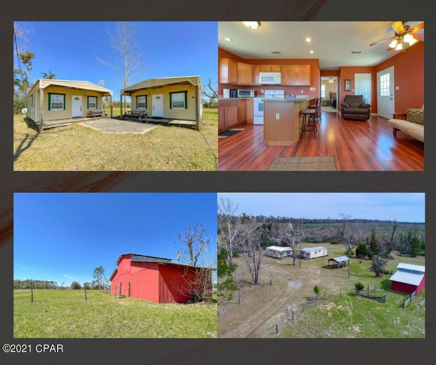 If you are looking for your secluded home away from home, this is IT! This 40 acre country paradise is fenced and cross fenced for livestock, partially wooded with fantastic riding/walking trails, and comes with your classic big red barn and 2 cabins that have been fully transformed into the perfect picture of country comfort! Each cabin has an open floor plan with large living area, one bathroom, and one large bedroom- with the first cabin on the left having its own extra large laundry room! This property would make the perfect relaxing retirement location, hunting camp, recreational tract, or multi-generational setup! This widespread tract of incredible land is full of deer, turkey, and an abundance of wildlife. Throughout the woods are many pines and hardwoods. Make this your spot today