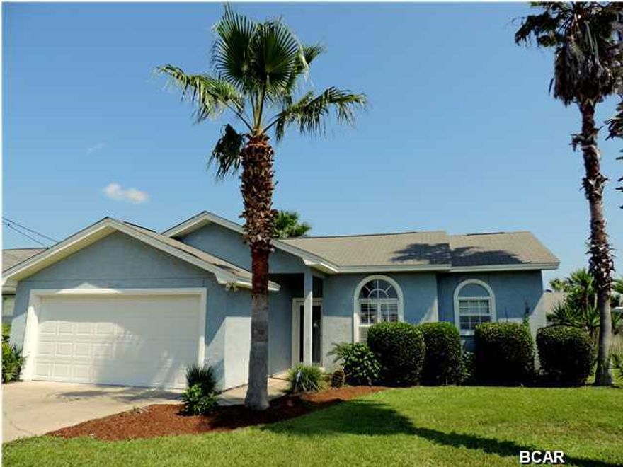 Turn key, move in ready, and fabulous! This is a high quality Ledman built home with major attention to detail. Home is being sold furnished with high end furnishings and elegant Ralph Lauren paint colors, ready for vacation rentals or for the new owner's enjoyment. This is a golf cart friendly neighborhood with a straight shot to the beach. The white Plantation Shutters on the front windows are a very nice/valuable window treatment and the professionally installed 18'' tile flooring throughout this home give it the very hip elegant/beachy feel that buyers love. This home is on city sewer NO SEPTIC TANK!! There is a 4 zone automatic irrigation system for carefree landscaping, and the pool is a saltwater pool for carefree pool maintenance. This has been the out of town family's beach