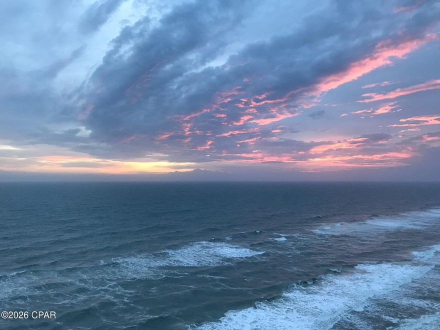 Gorgeous Beach Front West end unit with 1 bedroom 2 baths with outstanding views of the Gulf of Mexico and large Pools.  Beautifully decorated. Fully Furnished. Large living Room windows with sun drapes , Crown molding, 9ft Ceilings, Granite Counter tops, Ceiling Fans, close to Pier Park for shopping, Restaurants, Theater, 24hr security, close proximity to International Airport. (Buyers to verify all room dimensions and information contained herein)