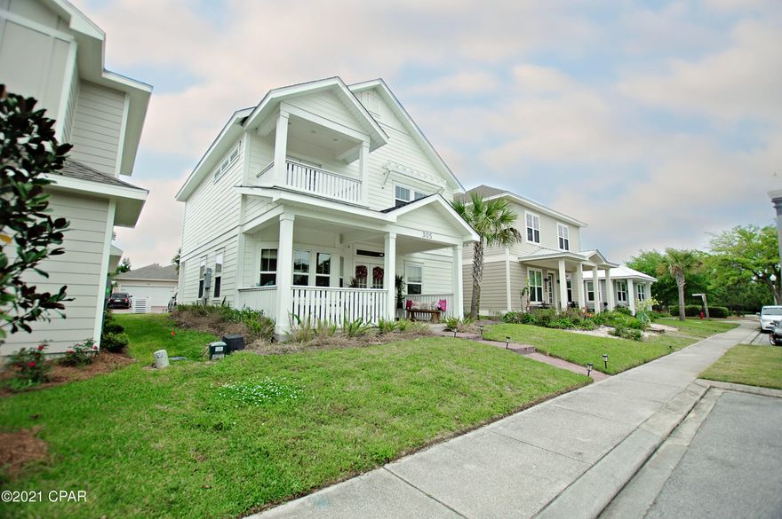 CURRENTLY UNDER CONTRACT, SELLER ACCEPTING BACKUP OFFERS' This newer, custom built home is located on the desirable west end of Panama City Beach and is just minutes away from both pier park and 30a. Turtle Cove is a small, highly sought after community tucked away just off of Highway 98 in an alcove on Lake Powell. Enjoy your morning coffee or evening tea in front of sunrises and sunsets from the lake views of the master balcony and front porch. No detail was spared during construction and design, with owners carefully selecting a clean color pallete that boasts the luxury aesthetic of homes in Rosemary Beach and 30a. Step through the front door into an open floor plan where you are greeted with the beachy look of white washed, wood-look tile that contrasts beautifully with modern touches of silver speckled granite countertops, matte black hardware and fixtures, and recessed LED lighting. The custom built mud area provides ample storage for cleaning supplies, while also housing everyday necessities like backpacks, hats, jackets, and a quick spot for groceries after a trip to the grocery store. Pull-outs for the trash and spices make cooking a pleasure and oversized drawers allow all of your kitchen accessories to be more easily accessible than standard base cabinets. Custom shelving in the walk-in pantry is already neatly organized with a matching family of baskets and is also home to the microwave and toaster oven, keeping your countertops free of clutter. Climb the stairs and be greeted with the clean look of a long hallway that branches off to the bedrooms and laundry room, which are all tiled. The twin bedrooms share a jack and jill bath with spa-like decor and storage, with pull out hampers and floating wall shelves that provide a space for neatly folded towels and washcloths. Across the hall, the master greets you immediately with a stunning view of the sky, lake, and trees from across the street through the french balcony doors. A custom built vanity area sits in its own nook adjacent to the bed and has a quartz countertop, an oversized mirror with led lighting, jewelry storage, and large drawers with a built in power strip for hair styling accessories. The walk-in closet is also completely custom designed, with a his and hers layout and an abundance of drawer storage to keep clothes organized. After a long day, step directly from your closet into your own spa oasis that is luxuriously decorated with carerra marble look tile. Owners spared no expense when designing the european shower room that boasts tile from the floor to the ceiling, an oversized soaking tub, dual shower heads, a rainwater shower head, and built in nooks with arabesque tile. Beautiful arched mirrors sit atop the granite countertops and his and hers sinks and a knee wall provides privacy for the toilet area.
All bathrooms have custom picked european style toilets with a dual flush feature. The single HVAC unit uniquely allows for separate controls of the upstairs and downstairs, which keeps your power bill low. The smart, ecobee thermostats can be app and alexa controlled, letting you set a comfortable temperature while still at work or on your way home from a weekend getaway. 3 Ring cameras installed on the front, back, and side of the home can also be app and alexa controlled. Both exterior doors are equipped with keypad locks so you never have to worry about losing your house keys again; codes can be easily changed and multiple codes can be used. Owners have manuals for all appliances, the security cameras, the thermostats, and the keypad locks. The plans for this home were designed and sealed by a local professional engineer and many construction specifications exceed the minimum requirements of the Florida Building Code, including 2x6 framing on the exterior walls. This home is being sold fully furnished and decorated; all appliances, furniture, and decor convey apart from the mattresses and personal items.